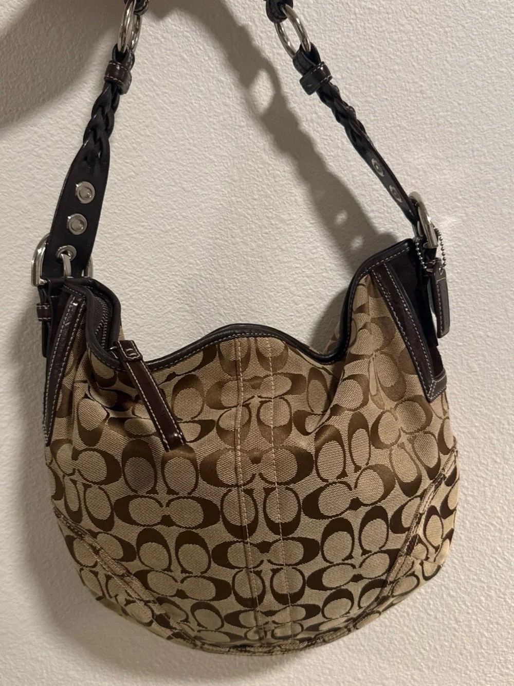 Coach Brown Signature Canvas Shoulder Bag